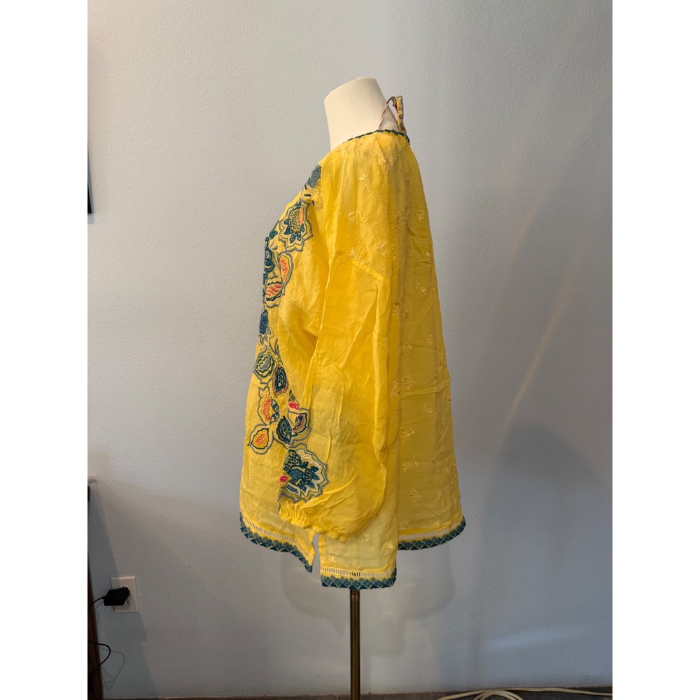 NEW Johnny Was Margot Blouse Odesa Yellow Embroidered Floral Boho Peasant XXL - Picture 5 of 13